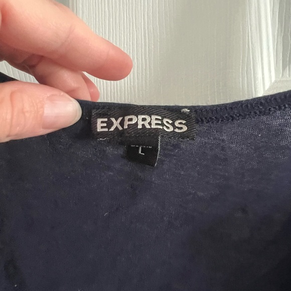 Express Navy Ruffled Women's Top - Picture 3 of 5